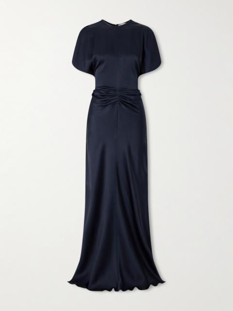 Ruched Satin Maxi Dress