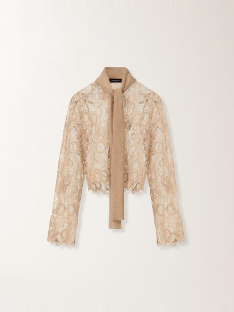 Macramé lace cropped shirt