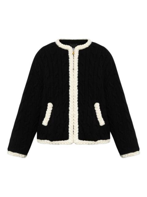 cable-knit elbow-patch jacket