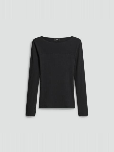 Boatneck Long-Sleeve Top in Stretch Rib