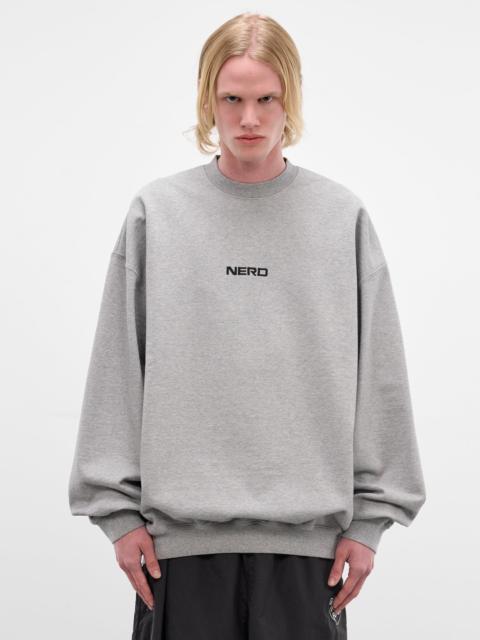 Gray Oversized Nerd Crewneck Sweatshirt