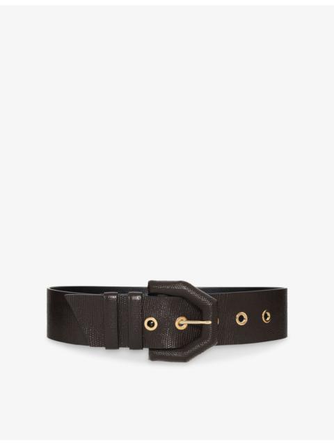 Textured Wide Leather Belt