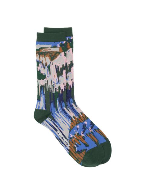 BRUSH STROKES SOCKS FEMME  - GREEN MULTI BRUSH STROKES