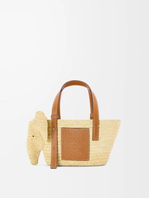 Small Elephant Basket bag in raffia and calfskin