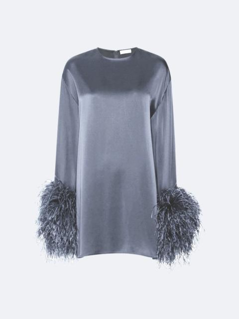 Satin Dress With Feathers