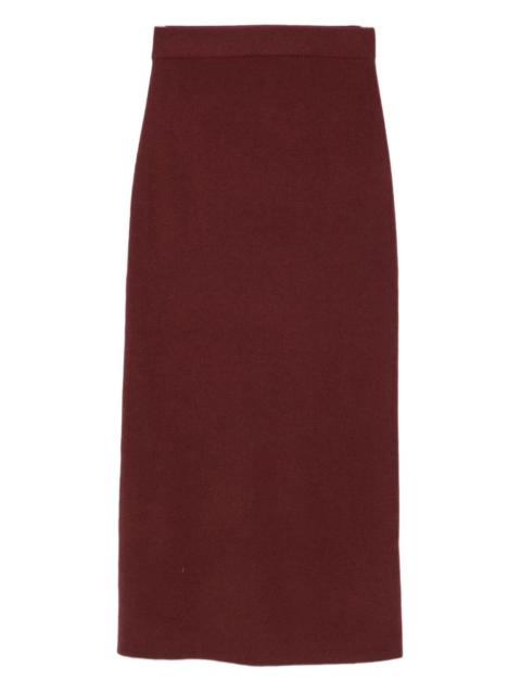 elastic-waistband midi skirt