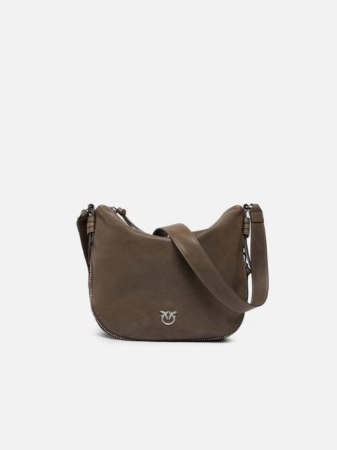 SMALL LEATHER HOBO BAG WITH LOVE BIRDS LOGO
