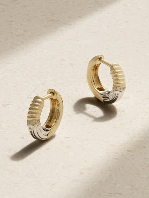 Berlingot Mini 9-karat Yellow And White Gold Diamond Hoop Earrings
