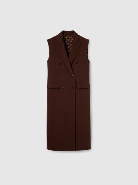 Reversible long silk wool gilet