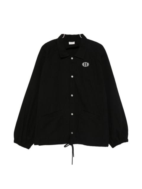 button-fastening logo-embroidery jacket