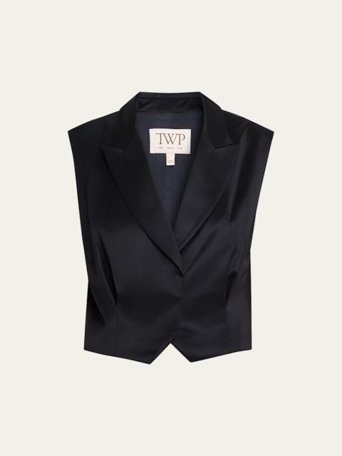 Katie Satin-Faced Wool Suit Vest