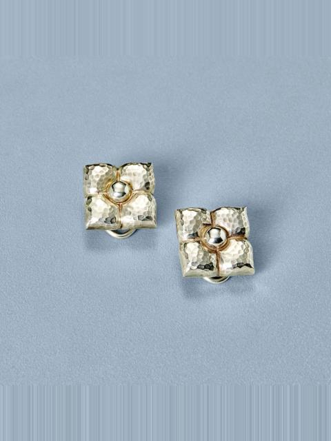 Vintage Silver Flower Clip On Earrings