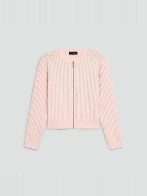 Pointelle Cardigan in Crepe Knit