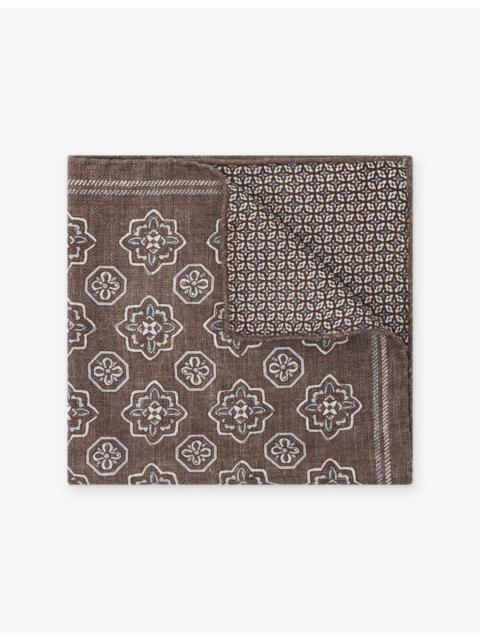 Gian Floral-Medallion Print Silk Pocket Square