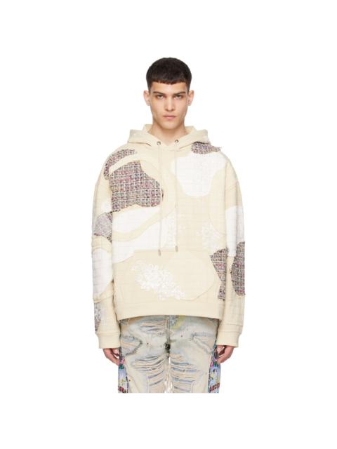 Beige Paneled Hoodie