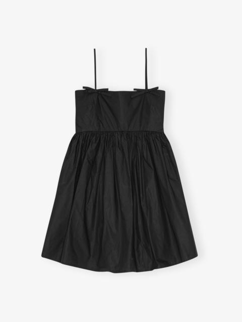 BLACK COTTON POPLIN STRAP DRESS