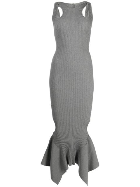 cut-out ribbed midi dress