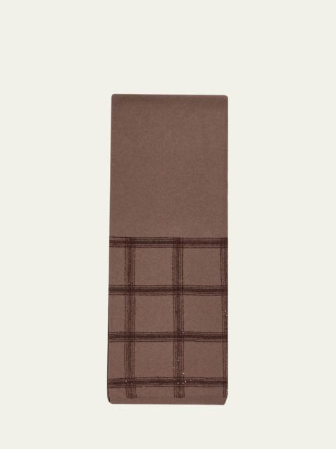 Sequined Check Wool Cashmere Scarf