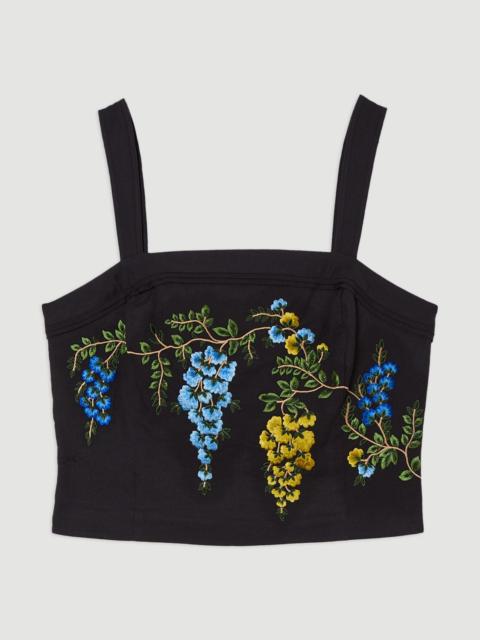 Tall Floral Embroidered Woven Strappy Top