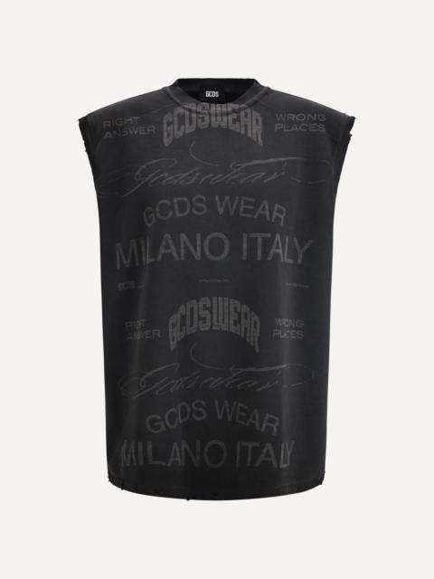 History sleeveless Sweatshirt in cotton with all-over “History” print
