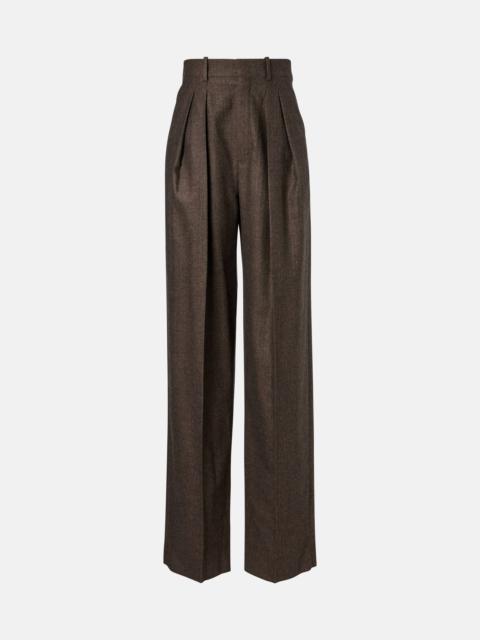 Herringbone wool wide-leg pants