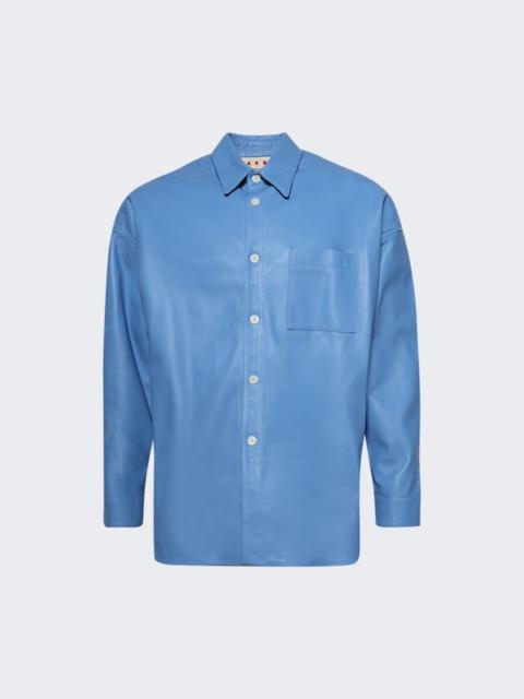 Leather Shirt Iris Blue