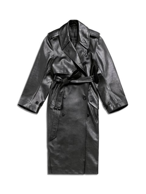 Women's Fitted Cocoon Trench in Black
