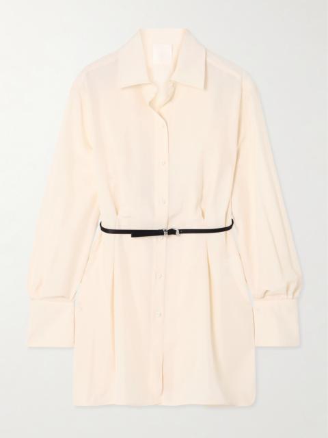 Voyou Belted Satin-trimmed Silk Shirt