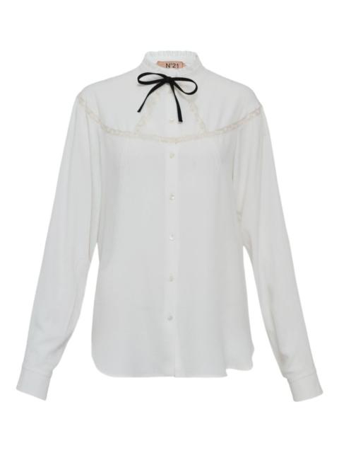 ruffled lace-detail blouse