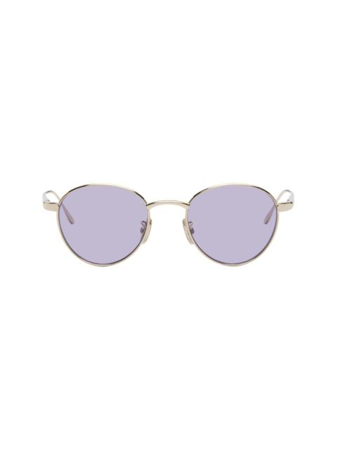 Gold Groove Round Sunglasses