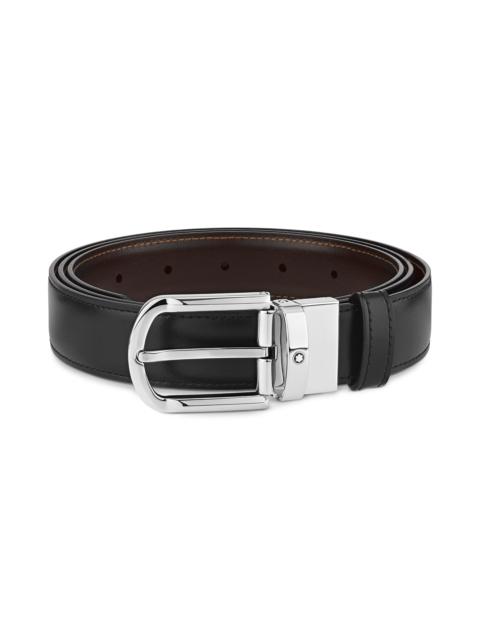 Horseshoe buckle black/brown 30 mm reversible leather belt