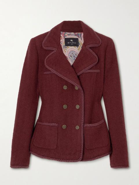 Double-breasted wool-blend tweed jacket Burgundy