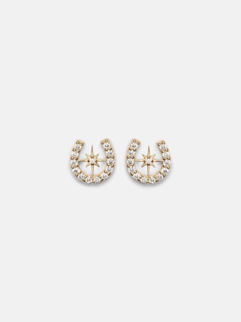 Horseshoe Starburst 14kt gold (585/1000) stud earrings with diamonds