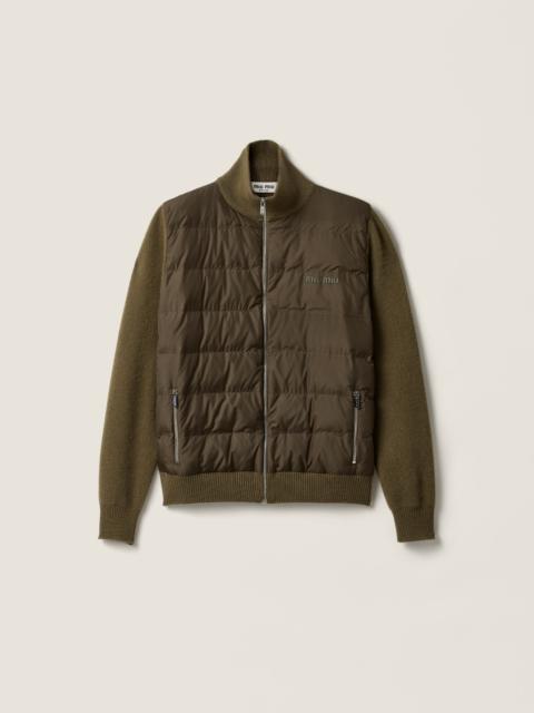 Down-filled cashmere zipper cardigan