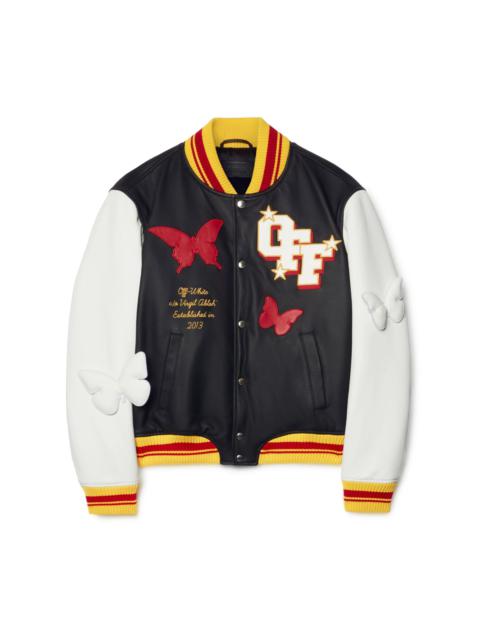 Black Butterfly Leather Varsity