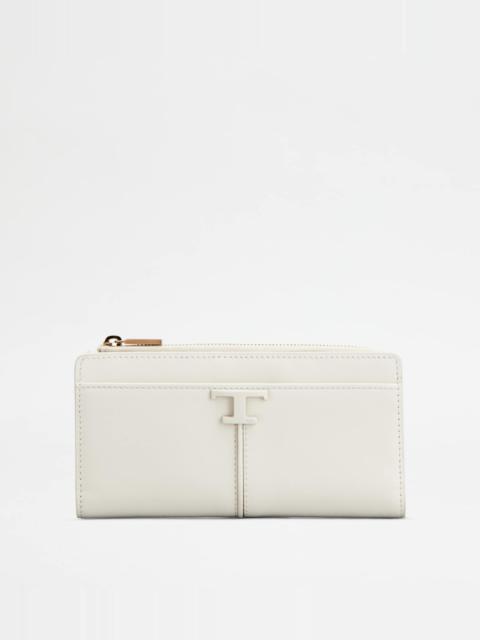 T TIMELESS WALLET IN LEATHER - WHITE