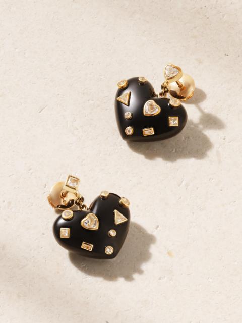 Coeur Confettis 9-karat Gold, Onyx And Topaz Earrings