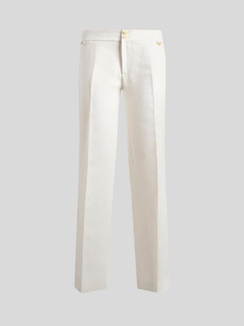 FLARED LINEN TROUSERS WITH PEGASO BUTTONS