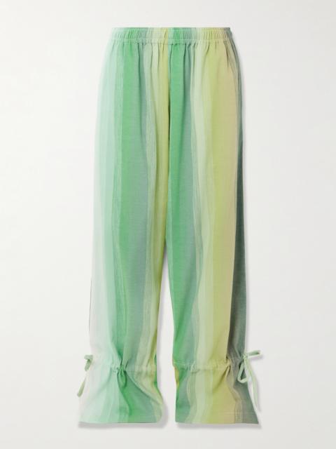 The Palazzo Striped Cotton-blend Wide-leg Pants