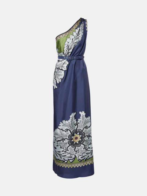 Roy floral one-shoulder silk maxi dress
