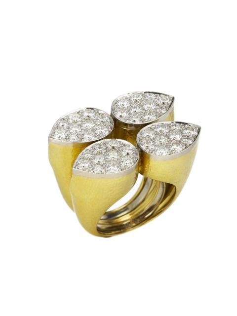 Quadrant Diamond Pear Ring