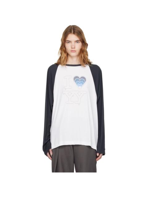 White & Blue 'I LOVE YY' Raglan T-shirt