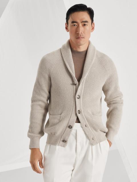 Malfilé cotton English rib cardigan with raglan sleeves