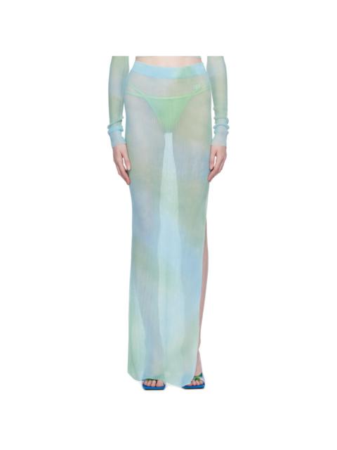 Blue Tie-Dye Midi Skirt