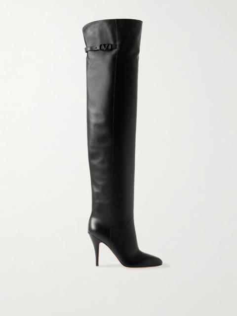 105 Buckle-embellished Leather Over-the-knee Boots
