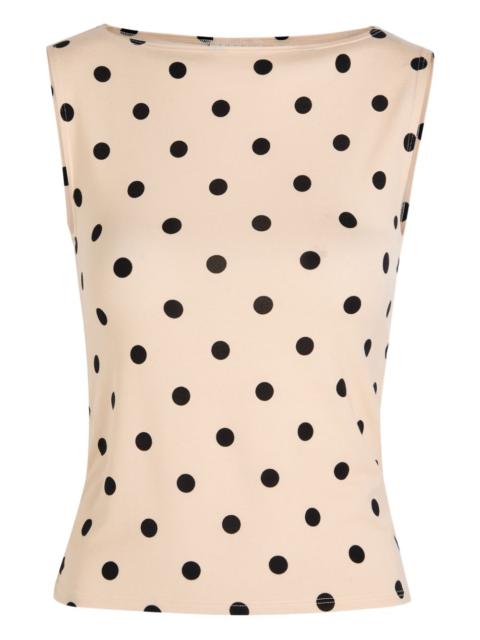 polka dot boat-neck top