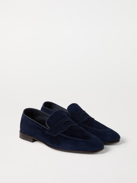 Suede soft penny loafers