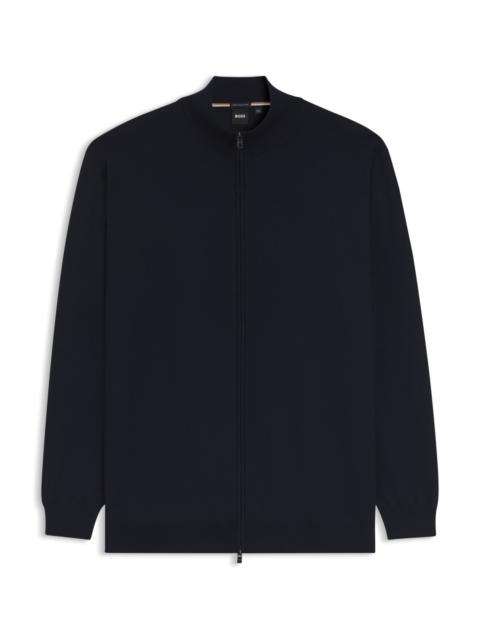 ZIPPERED CARDIGAN IN EXTRA-FINE MERINO WOOL