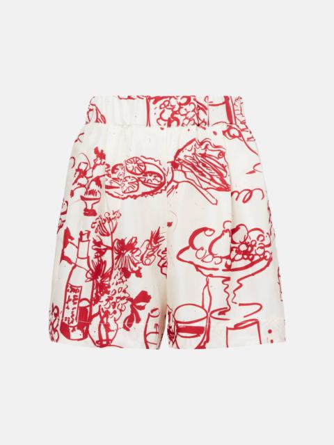 Zurich printed silk twill shorts