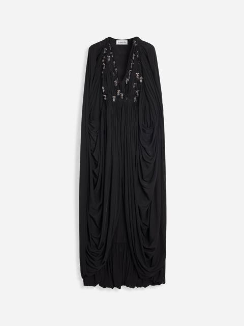 LONG DRAPED DRESS WITH EMBROIDERY